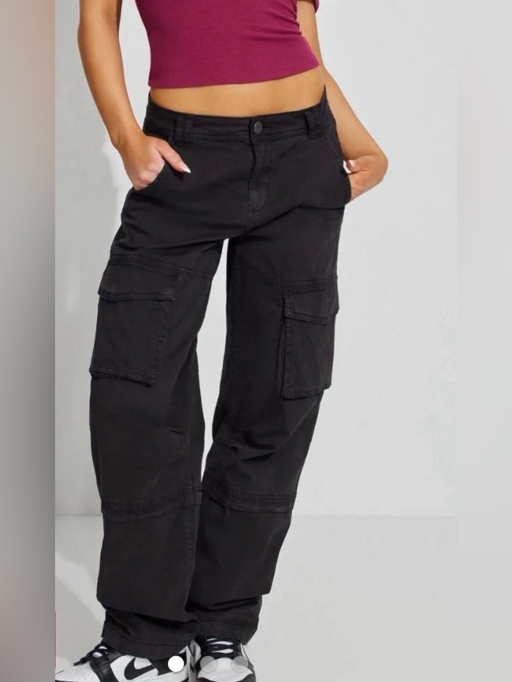 GARAGE Black Cargo Jogger Pants - Elastic Waist Utility Trousers